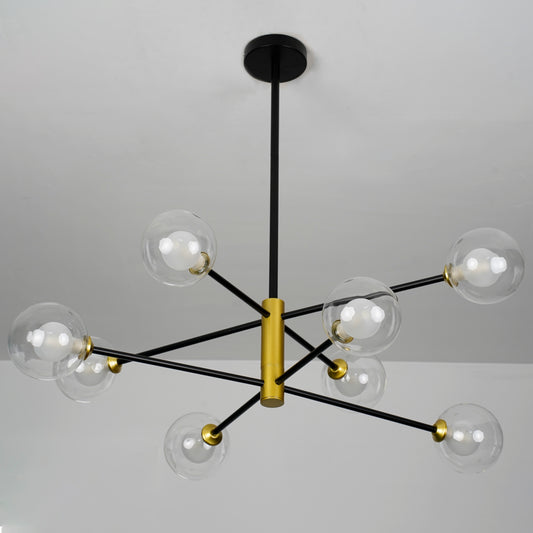 Aeyee Glass Globe Pendant Light Fixture, Sputnik Chandelier, 8 Lights Mid Century Hanging Light for Dining Room Bedroom