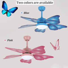 Aeyee Butterfly Wings Shape Ceiling Fan with Lights and Remote Control, 42" LED Ceiling Fan, Reversible Fan Light for Kids' Room Nursery