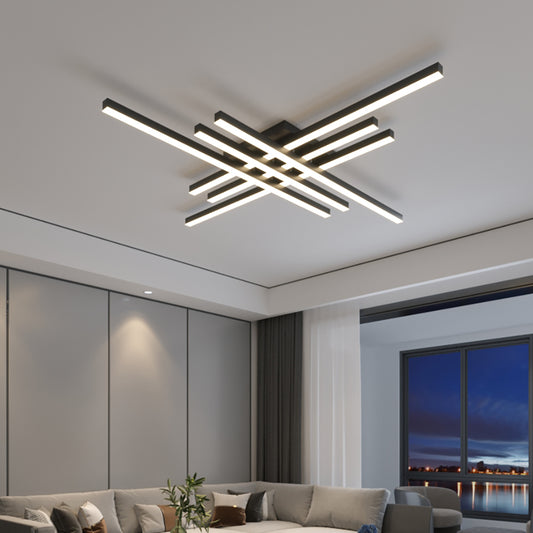 Aeyee LED Semi Flush Mount Ceiling Light, Modern Ceiling Chandelier, Geometry Dimmable Living Room Ceiling Lamp, 47.2" Decorative Lighting Fixture