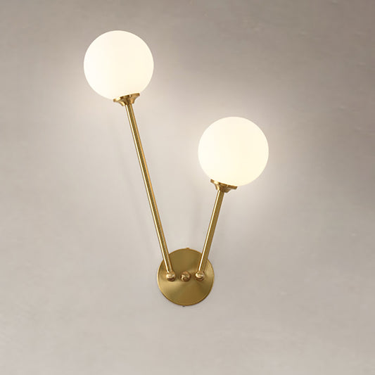 Aeyee Brass Wall Sconce, Modern Globe Wall Mounted Lamp, Glass Wall Light for Stairway Bedroom