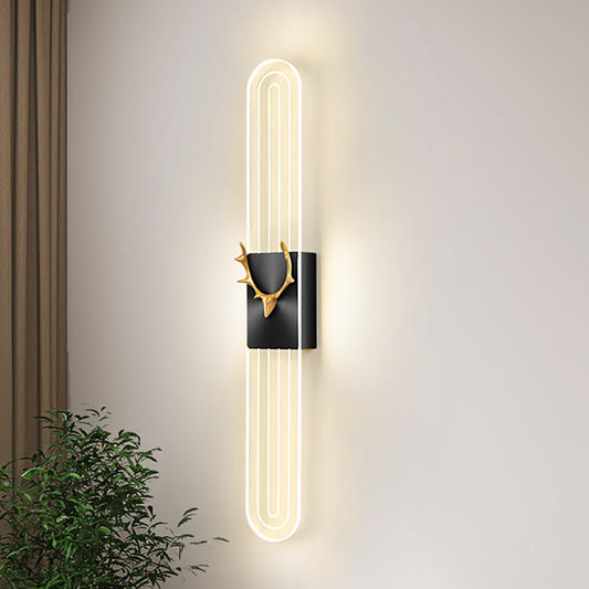 Aeyee LED Wall Sconce Lighting, Modern Acrylic Wall Lamp, Dimmable Antler Bedside Lamp, Decorative Long Wall Light
