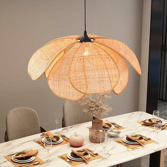 Rattan Pendant Light Fixture, Boho Style Woven Pendant Lamp, Vintage Hanging Light