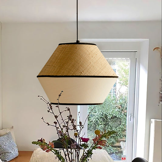 Aeyee Diamond Shape Pendant Light Fixture, Fabric Hanging Light, 1 Light Bohemia Ceiling Pendant Lamp for Kitchen Island Dining Room