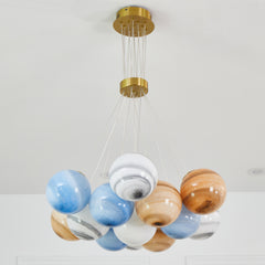 Aeyee Bubbles Ball Shape Pendant Light, Planet Chandelier, Glass Hanging Light Fixture, Colorful Ceiling Chandelier, 13 Lights