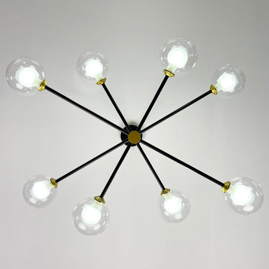 Aeyee Glass Globe Pendant Light Fixture, Sputnik Chandelier, 8 Lights Mid Century Hanging Light for Dining Room Bedroom