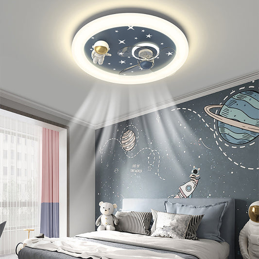 Aeyee Astronaut Round Ceiling Fan with Lights and Remote Control, Unique LED Ceiling Fan, Adjustable Speed, Planet Reversible Fan Light