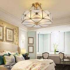 Aeyee Brass Flush Mount Ceiling Light Fixture, 4 Lights Classy Frosted Glass Ceiling lamp for Bedroom Kitchen Office