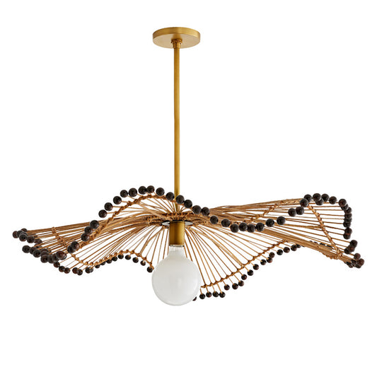 Aeyee Rattan Pendant Light Fixture, Boho Style Woven Pendant Lamp, 23.6" Vintage Hanging Light for Kitchen Island Nursery