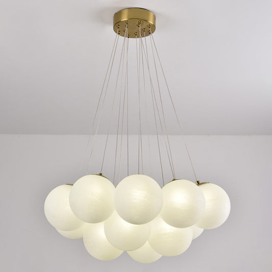 Aeyee Glass Globe Chandelier, Modern Bubble Ball Pendant Light Fixture with Frosted Glass Shade, 13 Lights Decorative Chandelier
