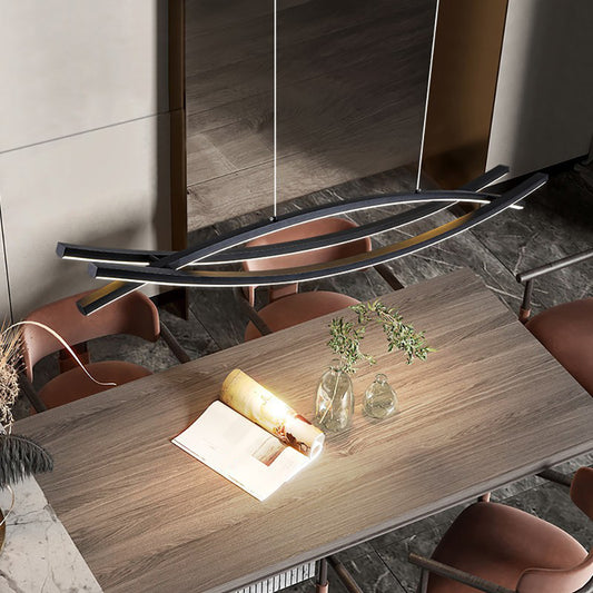 Aeyee Arched Pendant Light Fixture, Modern Dining Room Island Chandelier, Dimmable Black Hanging Light for Kitchen Office