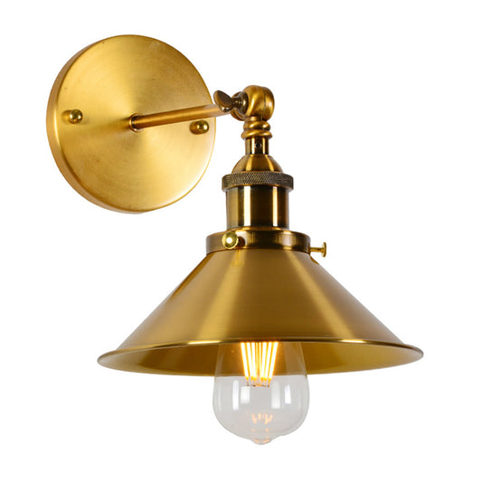 Aeyee Antique Wall Sconce Fixture, 7.2 Inch Cone Shaped Wall Light, 1 Light Wall Lamp for Bathroom Kitchen Bedroom, Antique Brass Finish