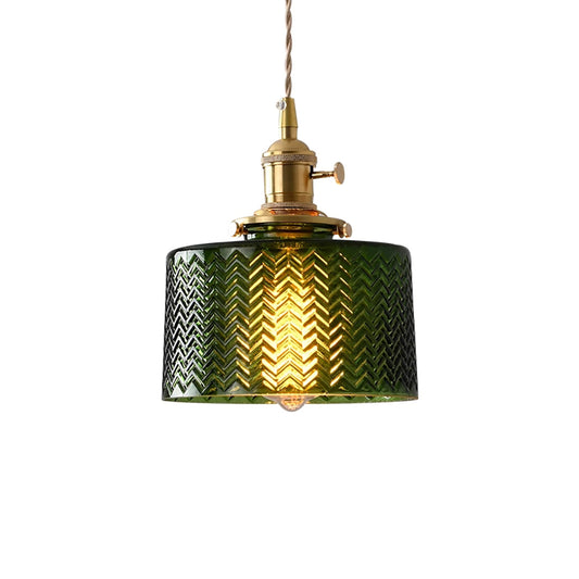 Aeyee Glass Pendant Light Fixture, Modern Green Ceiling Hang Lamp Bedside Hanging Light Fixture for Bedroom Kitchen