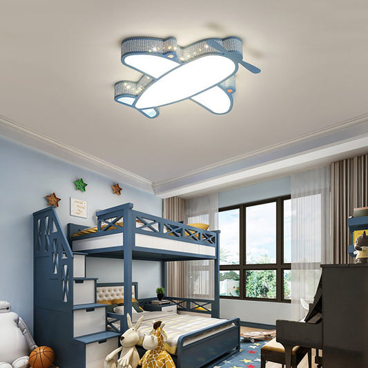 Aeyee Airplane Flush Mount Ceiling Light, Dimmable Kid's Bedroom Ceiling Light Fixture with Remote Control