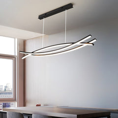 Aeyee Arched Pendant Light Fixture, Modern Dining Room Island Chandelier, Dimmable Black Hanging Light for Kitchen Office