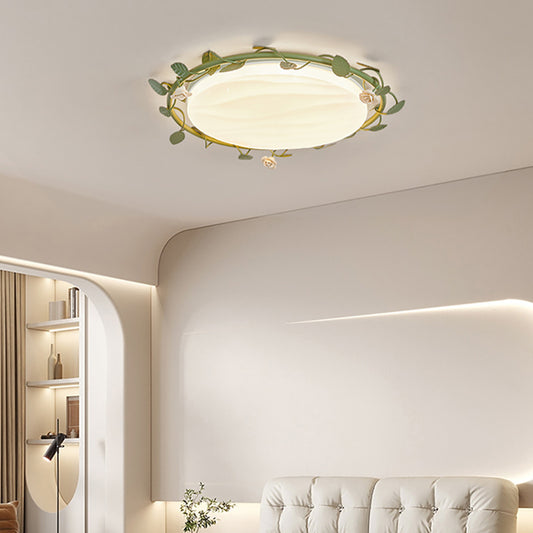 Aeyee Wood Flush Mount Ceiling Light, LED Ceiling Light Fixture, Flower Ceiling Lamp with Acrylic Lampshade