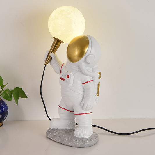 Aeyee Astronaut Table Lamp with PLA Shade, Kids Moon Bedside Desk Lamp, 3D Printing Lampshade, Decorative Spaceman Lamp for Bedroom Home Office