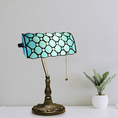 Aeyee Crystal Bead Table Lamp, Tiffany Desk Lamp, Elegant Bedside Table Lamp with Stained Glass Shade, Banker Lamp
