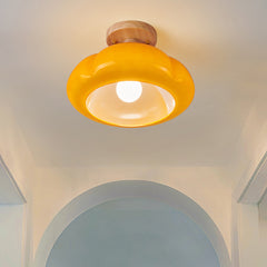 Aeyee Pumpkin Shaped Ceiling Light Fixtures, Hallway Ceiling lamp, Cute Glass Semi Flush Mount Ceiling Light