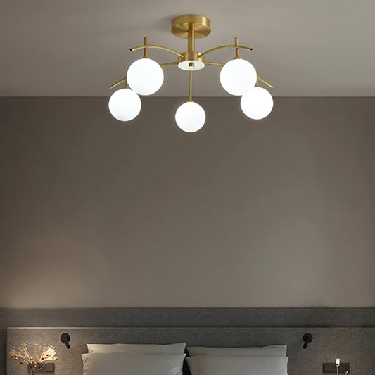 Aeyee Glass Semi Flush Mount Ceiling Light, Modern Sputnik Chandelier, Bubble Ball Ceiling Light Fixture