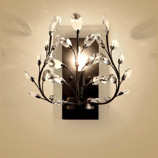 Aeyee Modern Crystal Wall Sconce, Elegant Wall Light, 1 Light Wall Mount Lamp for Entrance, Bedroom, Hallway