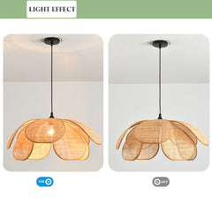 Rattan Pendant Light Fixture, Boho Style Woven Pendant Lamp, Vintage Hanging Light