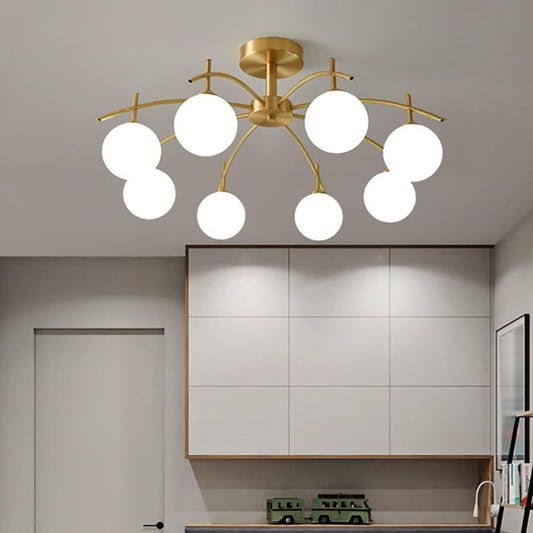 Aeyee Glass Semi Flush Mount Ceiling Light, Modern Sputnik Chandelier, Bubble Ball Ceiling Light Fixture