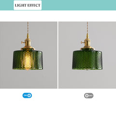 Aeyee Glass Pendant Light Fixture, Modern Green Ceiling Hang Lamp Bedside Hanging Light Fixture for Bedroom Kitchen
