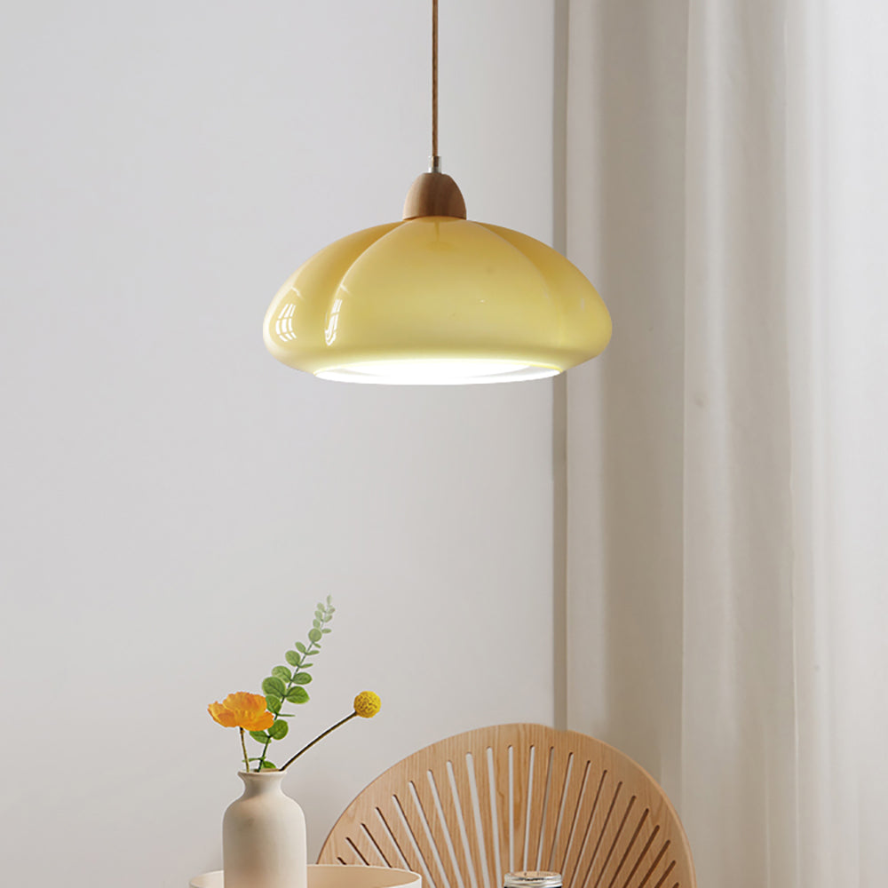 Aeyee Pumpkin Shaped Pendant Light Fixture, Glass Hanging Light, Modern Kitchen Island Pendant Lighting with Adjustable Cord