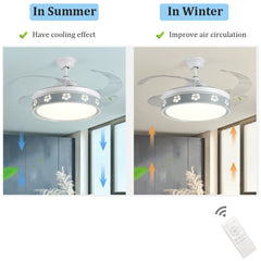 Aeyee Flower Ceiling Fan with Lights and Remote Control, 42" LED Ceiling Fan, Reversible Fan Chandeliers for Bedroom Kitchen