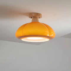 Aeyee Pumpkin Shaped Ceiling Light Fixtures, Hallway Ceiling lamp, Cute Glass Semi Flush Mount Ceiling Light