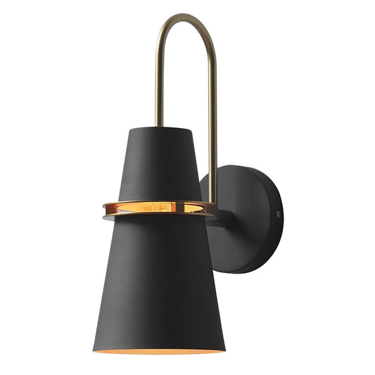 Aeyee Horn Wall Sconce, Modern Wall Mounted Lamp, Farmhouse Wall Light for Stairway Bedroom Black Finish