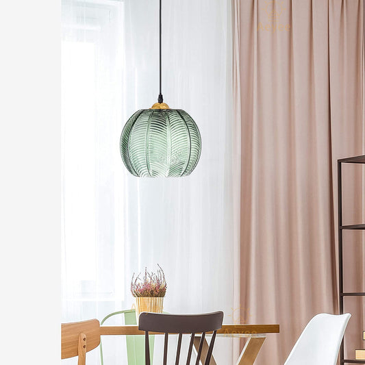 Aeyee Glass Pendant Light, Modern Green Hanging Light Fixtures, Kitchen Pendant Lighting