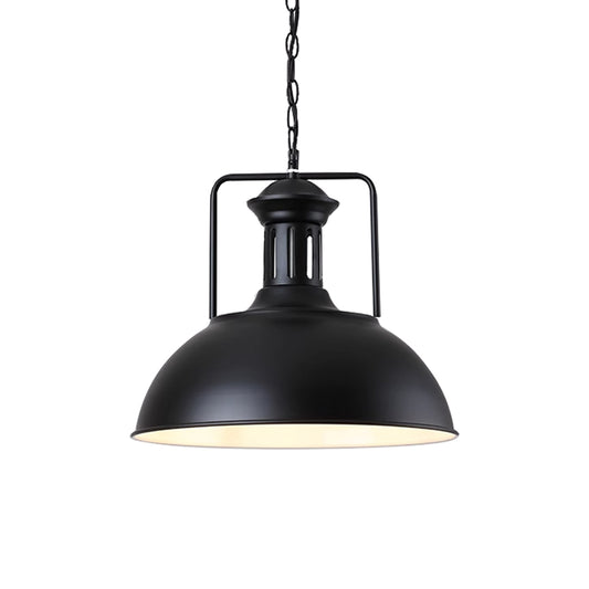 Aeyee Industrial Pendant Light Fixture, Farmhouse Ceiling Pendant Lamp, Rustic Dome Shape Hanging Light for Kitchen Dining Room Matte Black Finish