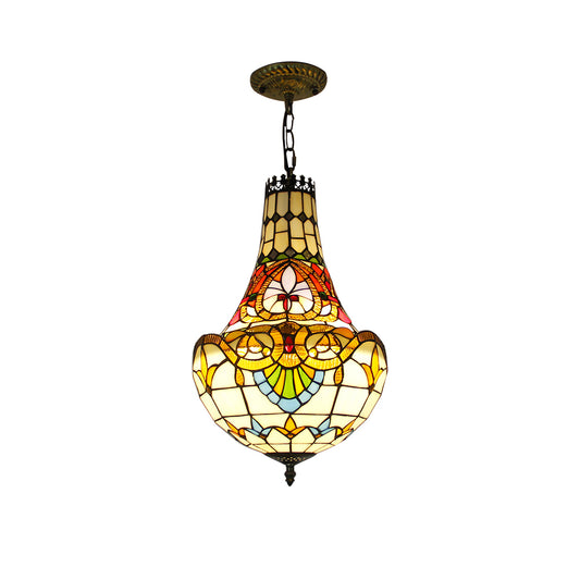 Aeyee Tiffany Pendant Light Fixture, Stained Glass Hanging Light, Victorian Style Chandeliers for Living Room Entryway Foyer
