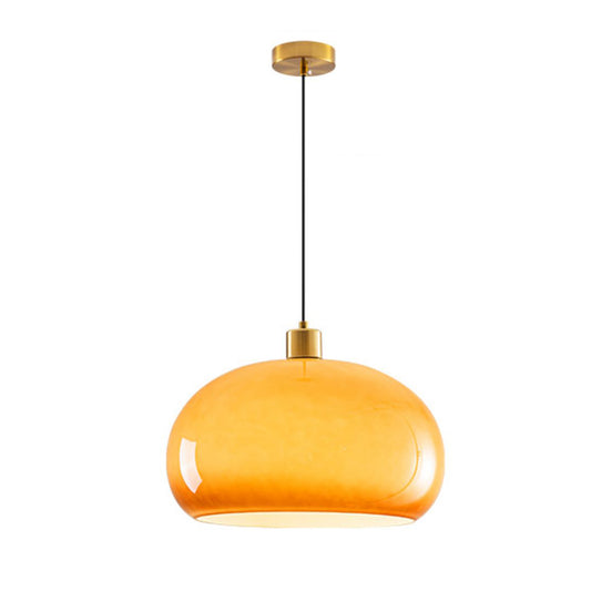 Aeyee Glass Pendant Light Fixture Kitchen Island, Orange Glass Hanging Light, 14.9" Vintage Dome Pendant Lighting with Adjustable Cord
