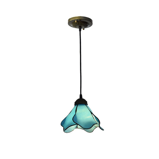 Aeyee Tiffany Style Pendant Lamp, Decorative Hanging Light Fixture, Stained Glass Chandelier for Kitchen Island Dining Room