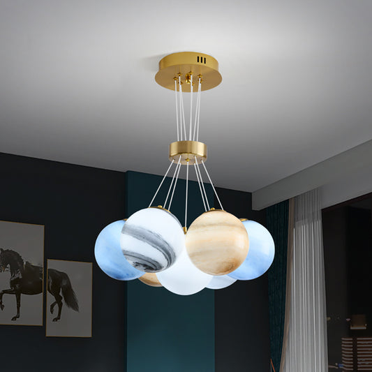 Unique Planet Chandelier- Aeyee Bubbles Ball Shape Pendant Light, Glass Hanging Light Fixture, Colorful Ceiling Chandelier