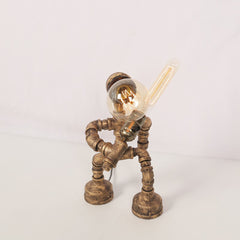 Aeyee Steampunk Table Lamp, Industrial Robot Desk Lamps, Cool Water Pipe Night Light for Office Bedroom Bronze Finish
