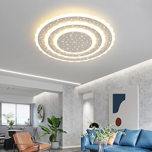 LED Ceiling Light - Aeyee 19.6" Ultra-Thin Flush Mount Ceiling Light, Minimalist Dimmable Acrylic Ceiling Lamp with Star Decor in White