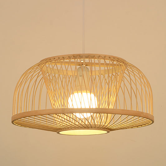 Bamboo Light Fixture - Aeyee 1 Light Rattan Pendant Light Woven Hanging Light for Kitchen Island Nursery