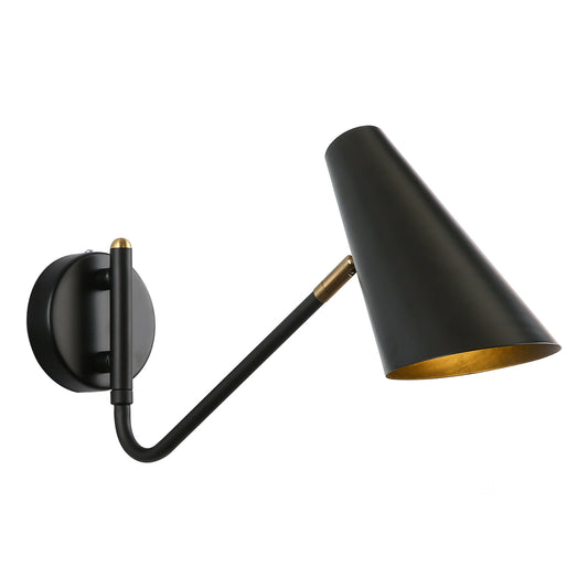 Aeyee Modern Black Wall Lamp, Swing Arm Wall Lamp, Industrial Wall Mount Lighting for Bedroom Corridor