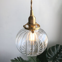 Aeyee Glass Pendant Light Fixture, Cute Globe Hanging Light, Modern Brass Pendant Lighting for Kitchen bar