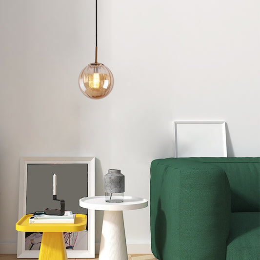 Aeyee Globe Pendant Light Fixture 1 Light Glass Industrial Hanging Lighting, Kitchen Island Colorful Ceiling Pendant Light