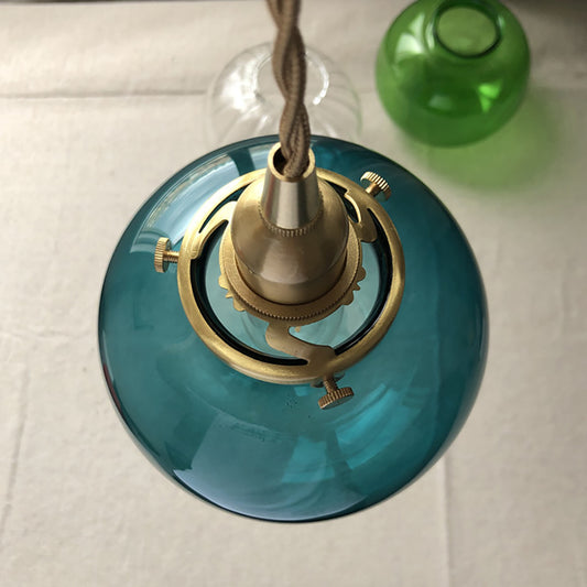 Aeyee Glass Pendant Light Fixture, Cute Globe Hanging Light, Modern Brass Pendant Lighting for Kitchen bar