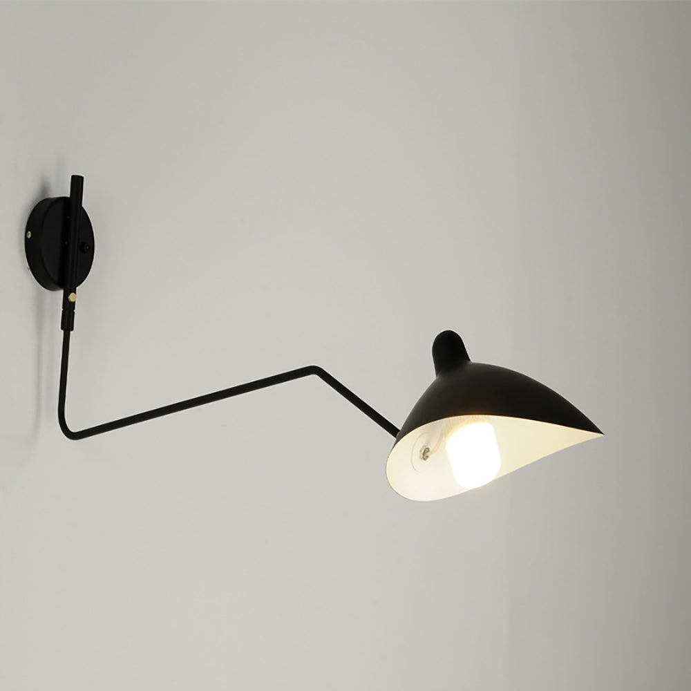 Aeyee Swing Arm Wall Sconce, Black Wall Mounted Lamp, Light