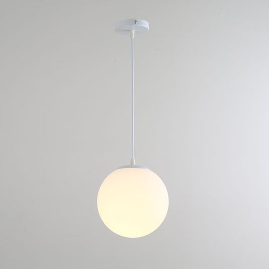 Modern Globe Pendant Light Fixture - Aeyee 1 Light Clean Hanging Light with Glass Shade, Simple White Chandelier for Hallway Kitchen