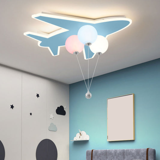 Aeyee Modern Airplane Flush Mount Ceiling Light, Dimmable Children's Bedroom Ceiling Pendant Light, Balloon Drop Ceiling Lamp in Blue