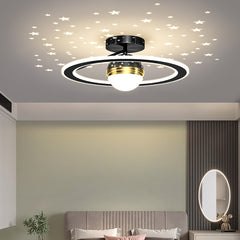 Aeyee Star Flush Mount Ceiling Light Kid's Bedroom Dimmable LED Ceiling Lamp, 18.8" Round Projection Light