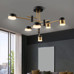 Aeyee Black and Gold Chandelier, 6 Lights LED Pendant Light Fixture, Dimmable, Modern Sputnik Hanging Light for Dining Room Living Room