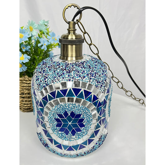 Aeyee Mosaic Pendant Light, Decorative Turkish Hanging Lamp, Colored Glass Ceiling Pendant Light Fixture for Kitchen Island Bedroom